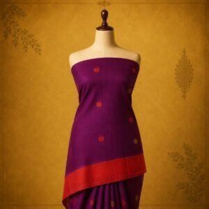 Deep Purple Pure Cotton Saree with Contrast Border
