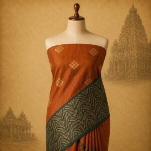 Elegant rust-orange  luxury slub cotton