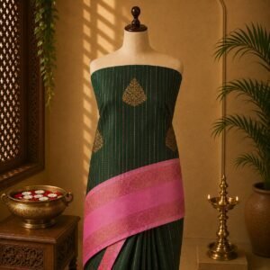 Bottle Green & Pink korvai luxury Saree
