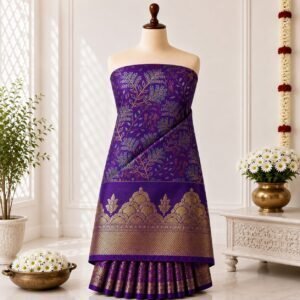 Royal Violet Botanical Zari Brocade Saree