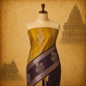 Elegant mustard-yellow  kodi  malar butta Luxury Saree
