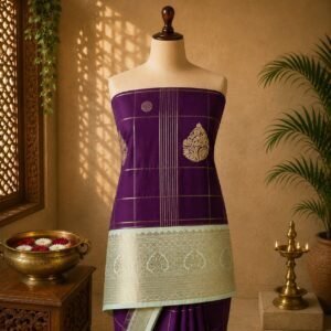 Elegant deep-purple koravi luxury soft saree