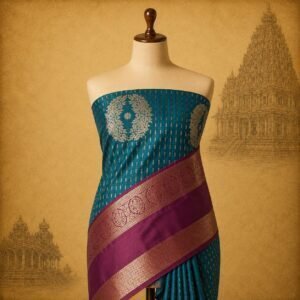 Elegant peacock- blue vaira oosi Luxury Saree