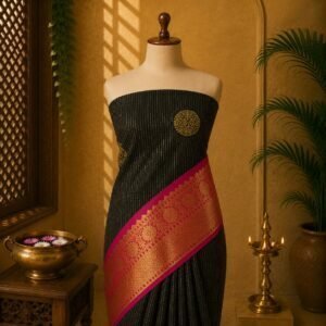 Dark green & Rani Pink Korvai Luxury Saree