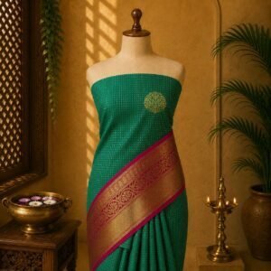 bright emerald-green korvai Luxury Saree