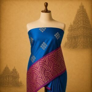 Elegant peacock-blue luxury slub cotton