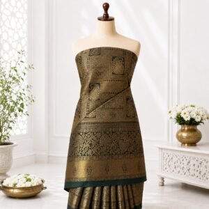 Antique Gold & Deep Green Zari Brocade Saree