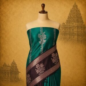 Elegant emerald-green kodi malar butta Luxury Saree