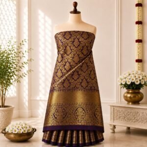 Majestic Purple Gold Zari Brocade Saree