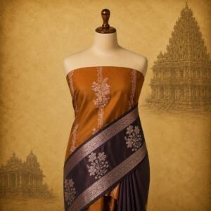 Elegant rust-orange kodi malar butta Luxury Saree