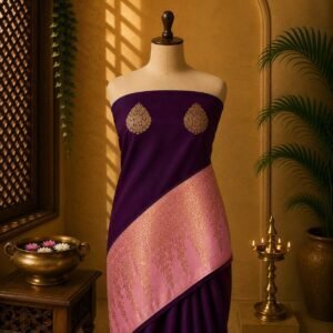 Royal Plum & Rose Pink Korvai Luxury Saree