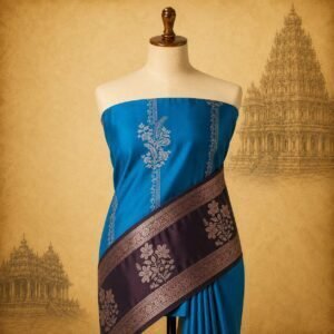 Elegant turquoise blue kodi  malar butta Luxury Saree