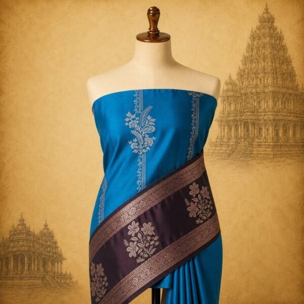Elegant turquoise blue kodi  malar butta Luxury Saree