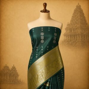 Luxurious emerald-green vaira oosi Luxury Saree