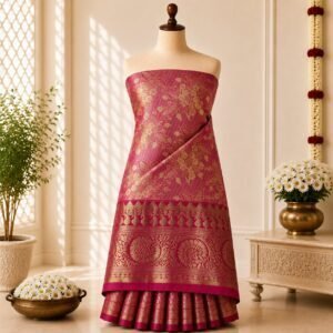 Royal Magenta Floral Zari Brocade Saree