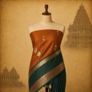 Elegant rust-orange vaira oosi Luxury Saree