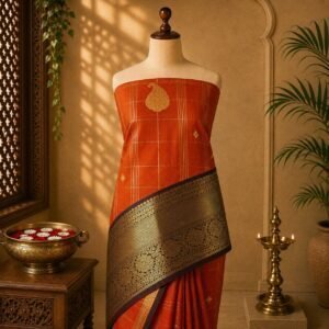 Elegant orange  Korvai Luxury Saree