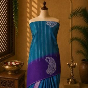 Peacock Blue & Royal Purple Luxury Soft Silk Saree