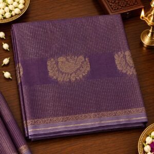 Royal Purple Gold Floral Weave silk cotton Saree
